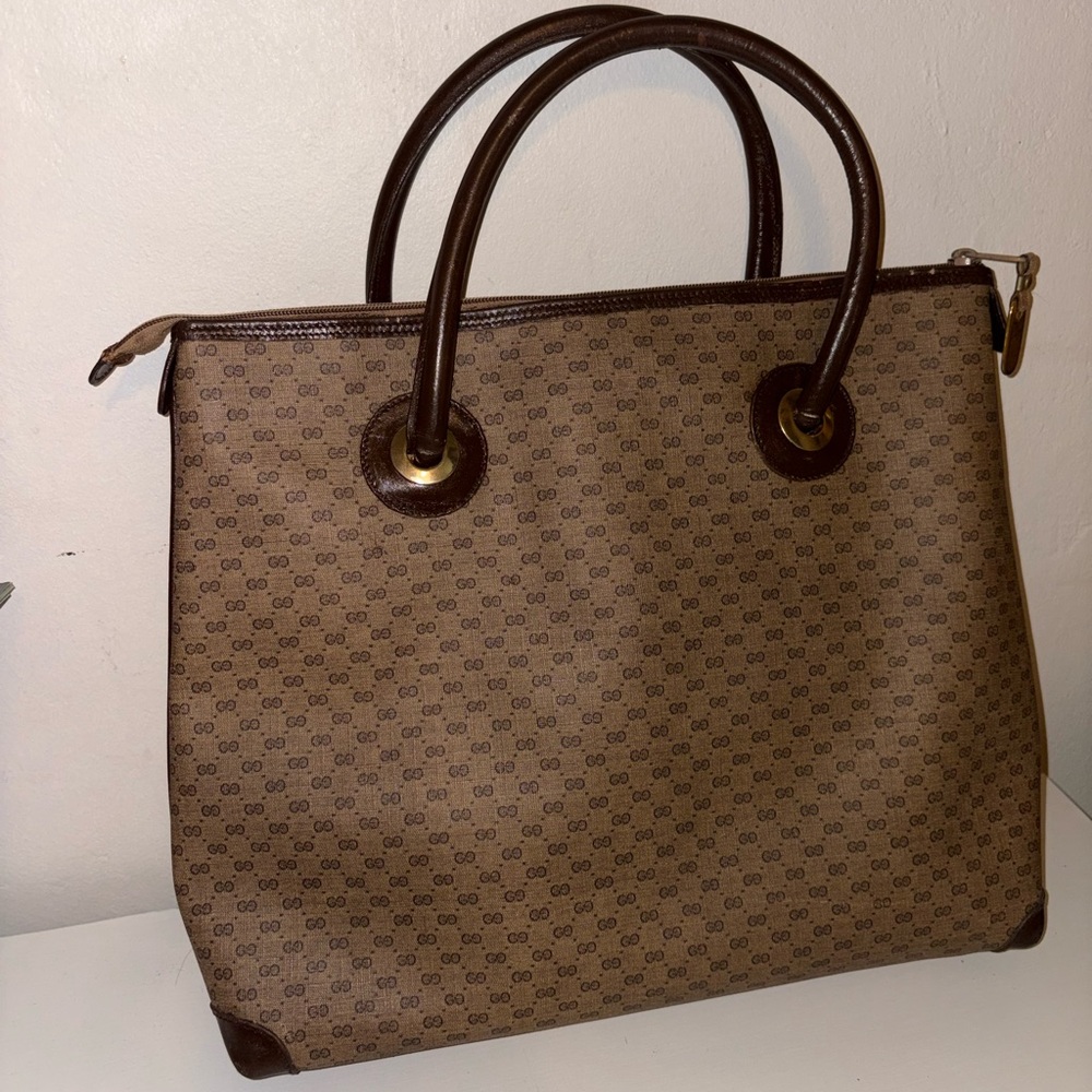 Gucci Classic Brown Monogram Tote Bag - Designer